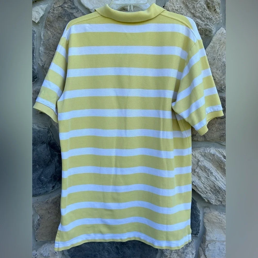 Ralph Lauren Polo Golf Shirt Sz L Yellow White Stripe Preppy Outdoor Performance
